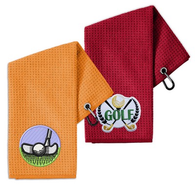 Waffle Texture Golf Towel with 3 Hook Hole