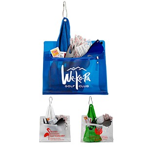 "LAYOVER 17" 17 Piece Golf Kit in Travel Pack with Components inserted into Zipper Kit